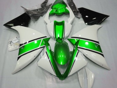 2009-2011 Glänzend Weiß & Metallic Grün R1 Motorrad Verkleidungen