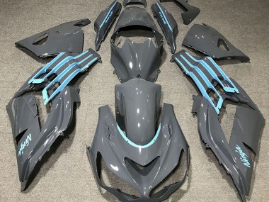 2012-2021 Glänzend Grau & Hellblau ZX14R Motorrad Verkleidungen